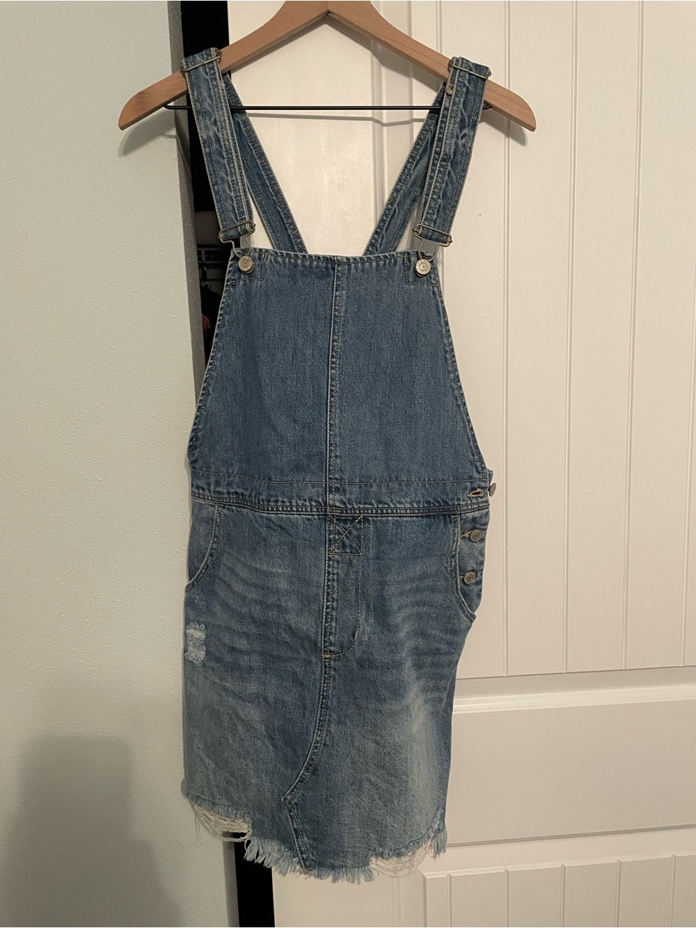 NWOT Arizona Jean Company Blue Denim Overall Mini Dress